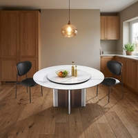 Table à manger rotative en ardoise, style moderne minimaliste et luxueux, pour la maison, l'appartement, l'hôtel, l'école, la villa - 4 places
