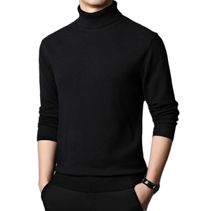 Pull en cachemire respirant anti-rides anti-rétrécissement à col roulé avec logo frontal en tricot, taille plus, manches longues, pull d'hiver pour homme - Product Image 1