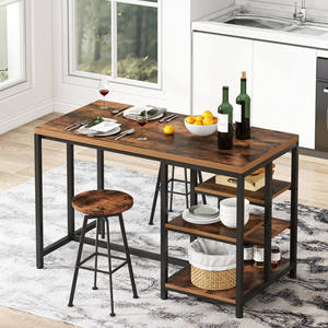 <span class=keywords><strong>Table</strong></span> <span class=keywords><strong>de</strong></span> <span class=keywords><strong>cuisine</strong></span>/îlot <span class=keywords><strong>de</strong></span> salle à manger convertible <span class=keywords><strong>en</strong></span> bois <span class=keywords><strong>de</strong></span> style industriel moderne avec rangement, expédiée par la poste - Product Image 1