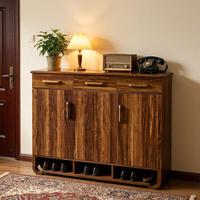 Furnitur Rumah Tahan Lama dengan Finishing Walnut Mewah, Gaya Eropa Modern Kontemporer, Ramah Lingkungan, Serat Kayu Alami, Penyimpanan Luas, untuk Area Pintu Masuk