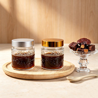 Pot vide personnalisé pour soins de la peau 120 ml, en verre gaufré motif floral, pour crème et pommade, avec couvercle noir