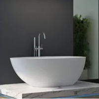 Baignoire autoportante ovale en résine de pierre de style nordique pour complexe hôtelier de luxe