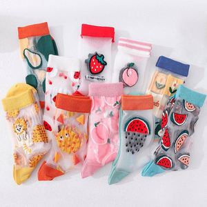 2021 Newest Fruit Elastic Cute Summer <b>Socks</b> Crystal Transparent Silk <b>Socks</b> <b>Women</b> - Product Image 1