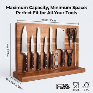 Portacoltelli Magnetico Avant-Garde in Legno di Acacia, Doppio Lato, Estetica Eco-Zen, 7 Pezzi, Personalizzabile, Stile Nordico per Cucina - Product Image 4