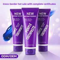 Crème dentaire chimique violette, blanchiment des dents, saveur menthe, élimine la mauvaise haleine, usage domestique, taille standard pour adultes, fabriqué en Chine