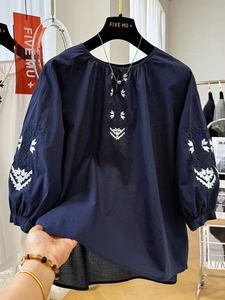 2025 estive camicie ricamate in cotone cotone camicette per <span class=keywords><strong>donna</strong></span> mezza manica top <span class=keywords><strong>abbigliamento</strong></span> <span class=keywords><strong>donna</strong></span> - Product Image 5