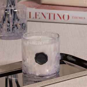Bougie parfumée en cire de soja naturelle AIKUN, pot en verre blanc et violet, taille et couleur personnalisées, pour chambre à coucher, hôtel, mariage - Product Image 2