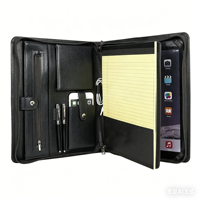 Porte-dossier à fermeture éclair, organisateur de Documents en cuir, porte-Documents, avec bloc-notes et pochettes
