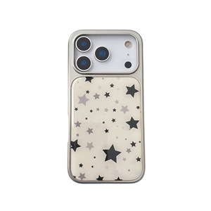 Funda para iPhone 17 Pro Max Estilo Ins con Pequeñas Estrellas, Borde Plateado Electrochapado, Funda con Pegamento para iPhone 14 13 - Product Image 5