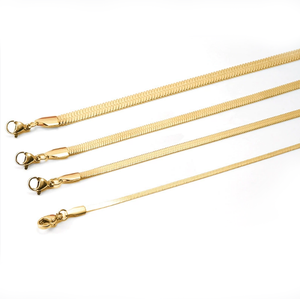 Europäischer und Amerikanischer Hip-Hop-Stil Schlüsselbein-Kette 18K Vergoldete Edelstahl Breite Flache Schlangenknochen-Kette Halskette - Product Image 5