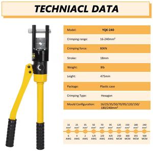 YQK-240 Hydraulikkabel-Crimp werkzeug Handbuch Elektrische Kabels chuh Hydraulik ausrüstung Funktion Druck werkzeuge - Product Image 2
