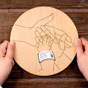 BOGE DIY Bois <span class=keywords><strong>Carte</strong></span> Bébé Nouveau-né Décoration Chambre de Bébé Support Bracelet de <span class=keywords><strong>Naissance</strong></span> d'Hôpital - Product Image 2