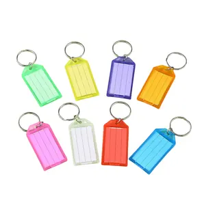 8 Pieces Plastic Key Chain Square Paper Tags with Metal Rings for Car Keys and Door Keys