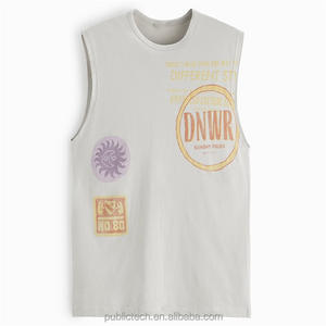 OEM al por mayor 100% algodón en blanco de gran tamaño logotipo personalizado cuello redondo más camiseta con gráficos impresos camisetas sin mangas para hombres - Product Image 5