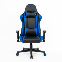 Kursi PC Ergonomis dengan Dudukan Empuk, Sandaran Dapat Disesuaikan, Putar, Kulit Biru, Kursi Gaming Profesional
