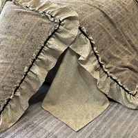 Parure de lit en gaze double couche effet lin, 100% polyester, motif floral, volants en mousseline, ensemble 4 pièces