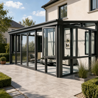 Véranda préfabriquée extérieure avec structure en aluminium, panneaux de verre isolés, pour toutes les saisons, kit d'assemblage facile