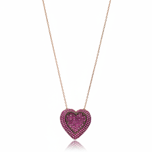 Corazón diseño rubí circón piedra encanto colgante turco hecho a mano venta al por mayor 925 joyería de plata esterlina - Product Image 2