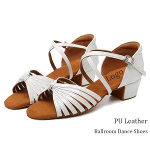 Chaussures de <span class=keywords><strong>danse</strong></span> latine <span class=keywords><strong>pour</strong></span> enfants à talon de 3,5 cm, en cuir PU, avec nœud, <span class=keywords><strong>pour</strong></span> filles, débutantes - Product Image 1