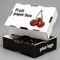 Boîte en carton ondulé personnalisée pour fruits et légumes frais, recyclable, pliable, emballage en carton pour cerises
