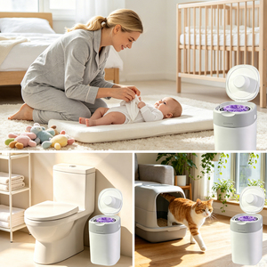 Sacs de recharge pour <span class=keywords><strong>poubelle</strong></span> <span class=keywords><strong>à</strong></span> couches Lihuida, écologiques, en HDPE recyclable, anti-odeurs, avec poignée Flexiloop - Product Image 4
