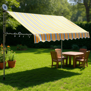 Toldo Retráctil Manual LED de 118.1 Pulgadas en Amarillo y Azul, Iluminación de Jardín con Energía Solar, IP65 Impermeable para Uso en Exteriores - Product Image 2