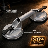 Ventouse manuelle industrielle robuste en aluminium pour carreaux de verre, avec patins en caoutchouc pour la manutention et l'installation