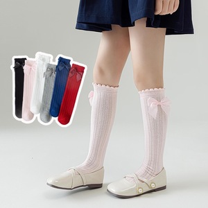 Chaussettes hautes respirantes à volants avec nœud pour filles, collection printemps-été, vente en gros - Product Image 2