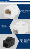 Módulo Keystone de Red RJ45 CAT5E UTP OEM con Conexión Estable y Acoplador en Línea Blanco/Negro Modelo TJ CST.5E