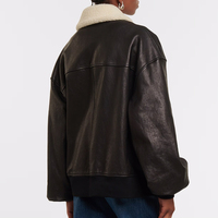 NAFA-Blouson aviateur de luxe vintage en cuir véritable OEM avec col en peau de mouton pour femmes