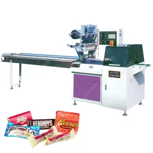 Cake Zeep Katoen Snoep Chocolade Bar Pack Brood Fruit Groente Wikkelen Horizontale Verpakking Automatische Koekjes Verpakkingsmachine