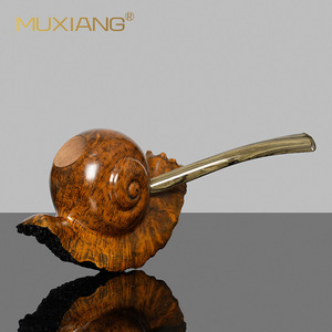 Muxiang Wood Smoking Pipe Solid Burl 3mm Filter Retro Style Tobacco Pipe Gift - Product Image 2
