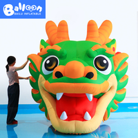 Tête de dragon chinois traditionnel gonflable verte personnalisée, modèle de dessin animé, pour la décoration d'événements festifs, la publicité commerciale