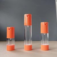 Flacon pompe sans air orange anti-fuite pour cosmétiques, distributeur pour soins de la peau, vente en gros, logo personnalisé