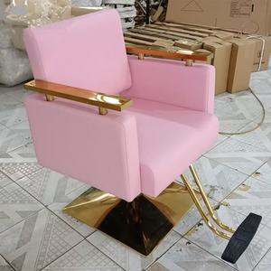 Chaise de salon de coiffure noire luxueuse, moderne et confortable avec accoudoir ergonomique pour la coiffure et la coupe de cheveux - Product Image 6