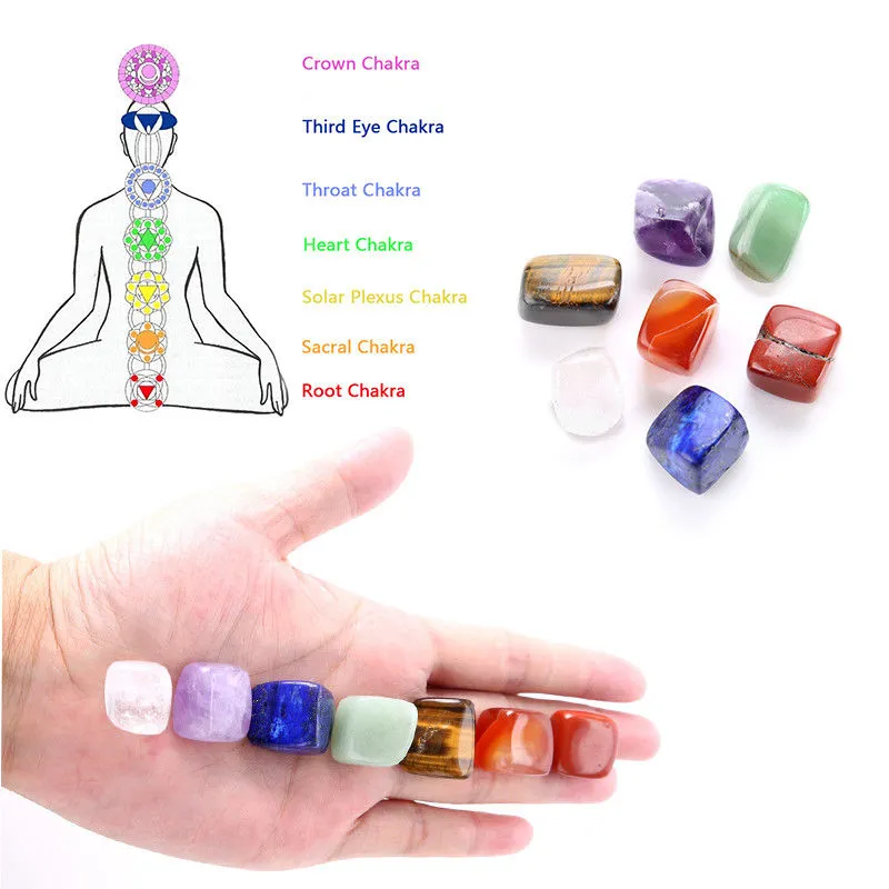 Wholesale 7 Chakra Square Healing Stones Crystal Tumbled Stones