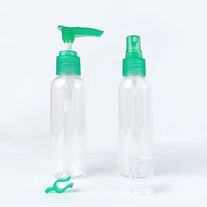 زجاجات عطر صغيرة خضراء سعة 60 مل من البلاستيك <span class=keywords><strong>PET</strong></span>، زجاجة فاخرة للوشن مع مضخة، زجاجة بغطاء قلاب سعة 60 مل، مجموعة زجاجات سفر <span class=keywords><strong>7</strong></span> في <span class=keywords><strong>1</strong></span> - Product Image 4
