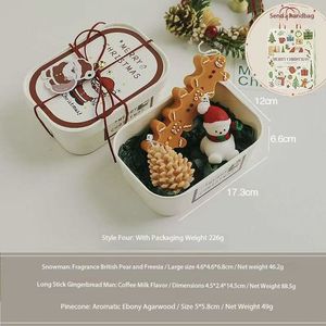 Juego de Velas Aromáticas de Cera de Soya Navideñas con Forma de Muñeco de Nieve, Santa Claus, Árbol y Galleta de Jengibre en Caja de Metal, Decoración Navideña para el Hogar, Recuerdo para Fiestas, OEM - Product Image 5