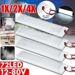 Bande lumineuse LED pour intérieur de voiture, camionnette, bus, caravane, camion, avec interrupteur marche/arrêt, lumières blanches, DC 12V/24V/12-80V, 1/2/4X 10W, 72 LED - Product Image 1