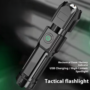 Портативный уличный светодиодный фонарь с USB-зарядкой, аккумулятор 18650, водонепроницаемость IP65, телескопический зум, дальность луча 1000+ м, для кемпинга - Product Image 2