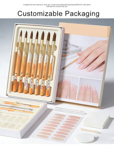 Pinceau à ongles en acrylique avec manche en bois, taille 8-20, poils en nylon ondulés, pinceau pour extension de poudre 3D en cristal pour ongles - Product Image 6