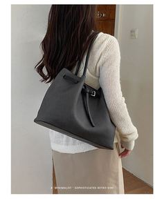 Sac fourre-tout minimaliste pour femme, grande capacité, en cuir PU, sac à main pour le travail et les voyages - Product Image 4