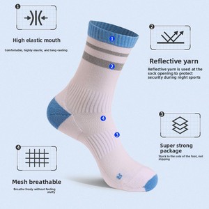 Calcetines deportivos WRELS, calcetines antideslizantes reflectantes profesionales para correr, diseño de seguridad para correr y ciclismo por <span class=keywords><strong>la</strong></span> noche, calcetines transpirables - Product Image 2
