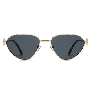 Lunettes de soleil œil de chat en métal doré pour femmes, Protection UV400, type 3, verres marron, Design à la mode, YC68007 - Product Image 2
