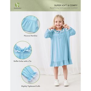 Camisón de Manga Larga para Niñas BambooBud, Viscosa de Bambú, Ropa de Dormir Suave, 2-5 Años - Product Image 2