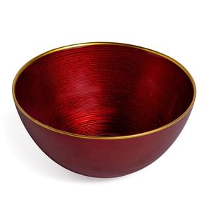 Bol rond en verre rouge avec bord doré DIAM. 15CM - Product Image 1