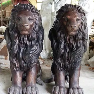 Nhà máy sản xuất Bán Buôn đồ đồng đúc kim loại động vật một cặp lớn ngoài trời bức tượng sư tử