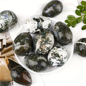 Œuf en agate mousse naturelle polie, pierre de guérison pour la décoration Feng Shui de la maison et du bureau (vente en gros) - Product Image 4