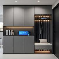 Meuble à chaussures moderne et fin avec tiroir rabattable, organisateur de rangement pour entrée et couloir étroit
