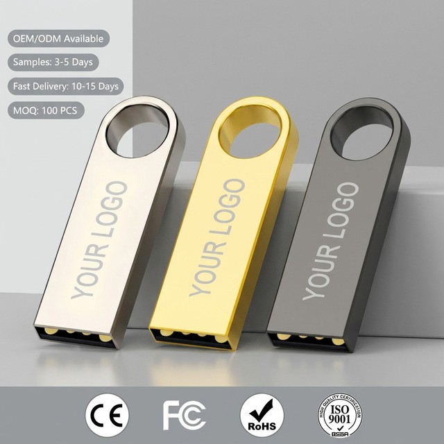 For USB 2.0 Flash Drive 128MB-64GB Custom Logo Metal Pendrive with 5-Year Warranty